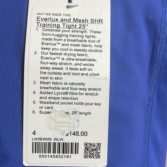 NWT Lululemon Everlux Mesh Super-High-Rise Training Tight 25" Wild Indigo Size 4 - Picture 6 of 6